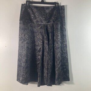 Womens The Limited Silk Floral Full Skirt Gray Black 0 NWT Lined‎ Silk Polyester